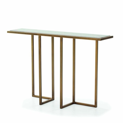 White marble and metal console, 142x30x91 cm