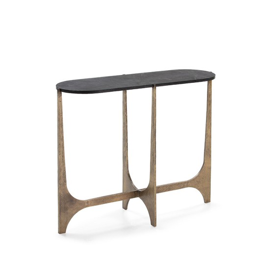Black Marble and Metal Console, 92x31x76 cm
