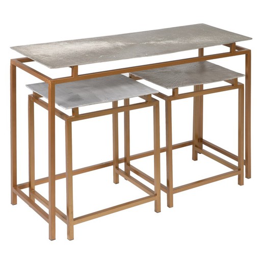 Gold and silver metal console table, 109 x 38.1 x 78.7 cm