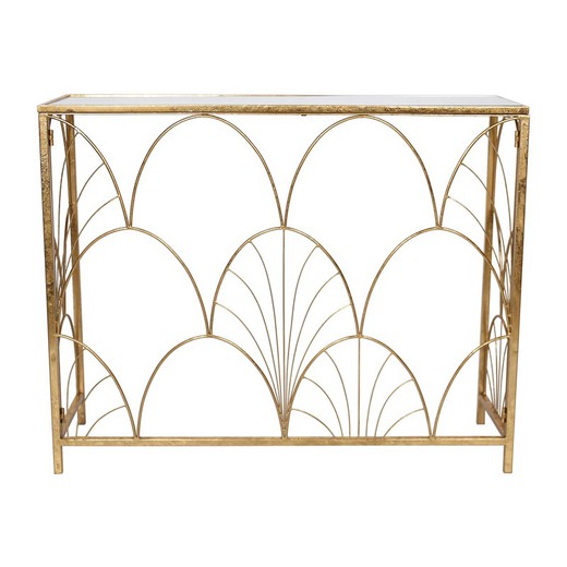 Ragnar Console in Metal and Gold/Mirrored Glass, 100x30x80 cm