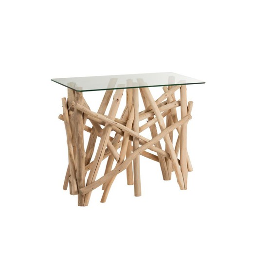Rectangular Console Wood / Natural Glass Branches