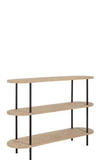 ELI Rounded Console Table in Mango Wood and Natural/Black Metal, 140x40x98 cm