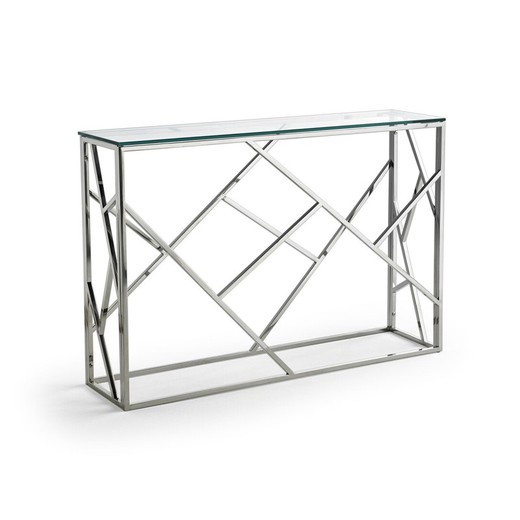 Stahl 12 Konsole in gehärtetem Glas und Edelstahl Struktur 115x30x78