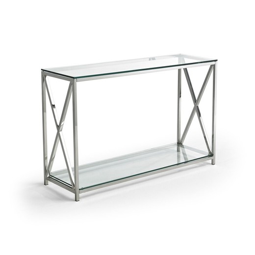 Steels 16 console in tempered glass and stainless steel frame 120x40x74