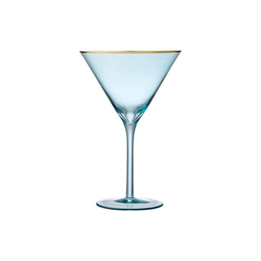 Kristall-Cocktailglas in Blau und Gold, 11,5 x 11,5 x 18,5 cm | Chloe Aqua