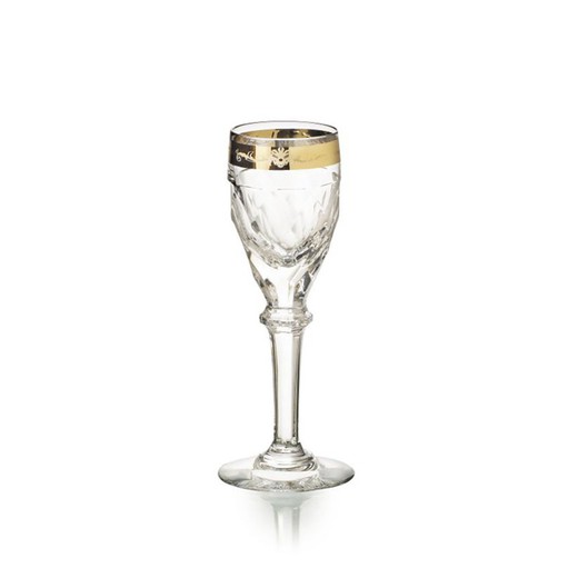 Bicchiere da liquore in cristallo trasparente e color oro, Ø 5,7 x 15,5 cm | Palazzo Oro