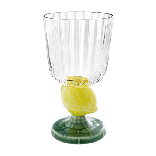 Coppa in terracotta e vetro in giallo e verde, Ø 9 x 16,5 cm | Carmen Limone
