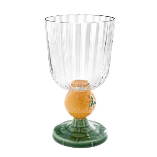 Earthenware and glass cup in orange and green, Ø 9 x 16.5 cm | Carmen Orange