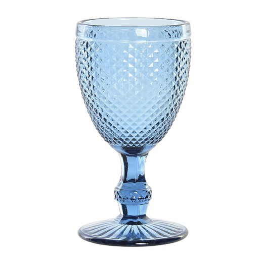 Crystal wine glass in blue, Ø 8 x 15.5 cm | Da Gama