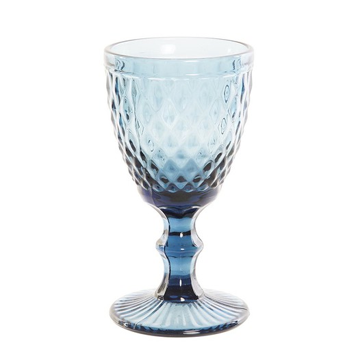 Krystal vinglas i blåt, Ø 8 x 15,5 cm | Dage