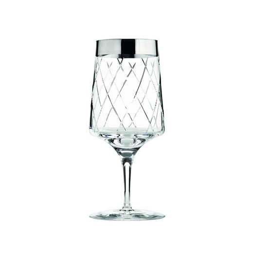 Copa de vino de cristal plateada y transparente, Ø 8,1 x 18,9 cm | Biarritz