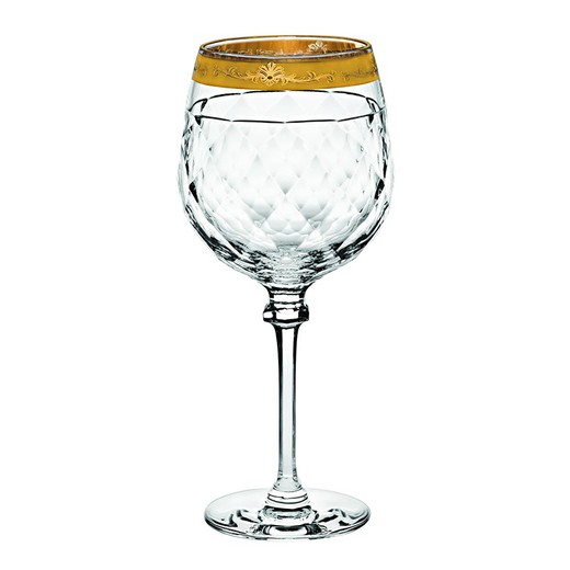 Red wine glass L made of transparent and golden glass, Ø 11.4 x 26 cm | Palazzo Gold