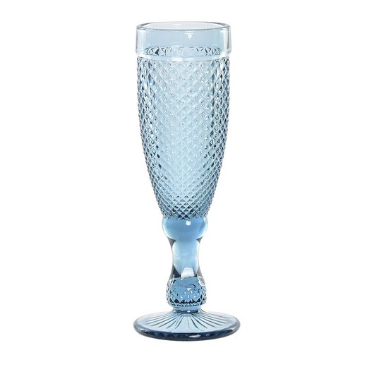 Glazen fluitbeker in blauw, Ø 7 x 20 cm | Da Gama