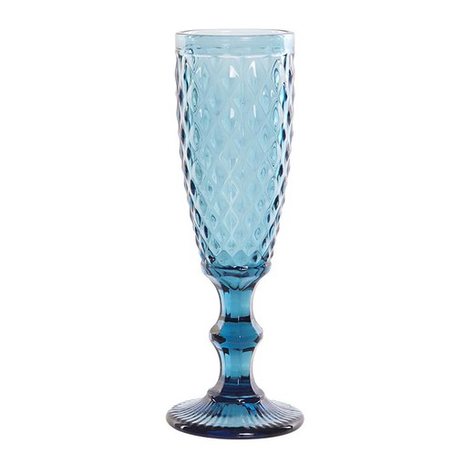 Copa flauta de cristal en azul, Ø 7 x 20 cm | Dias