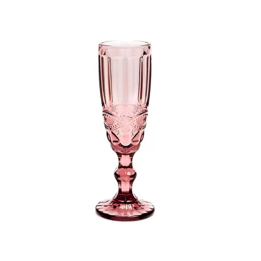 Copa flauta de cristal en rosa, Ø 7 x 20 cm | Cabral