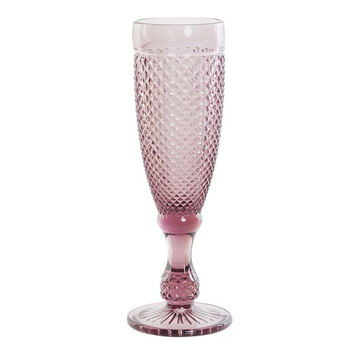 Krystal fløjte kop i pink, Ø 7 x 20 cm | Da Gama