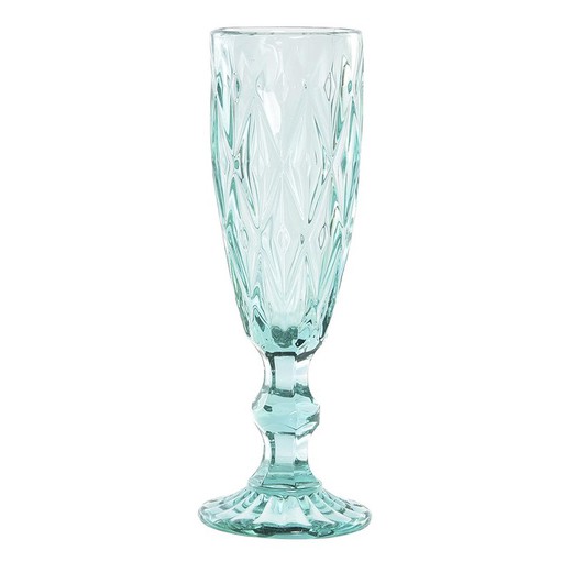 Coupe flûte en cristal turquoise, Ø 7 x 20 cm | Magellan