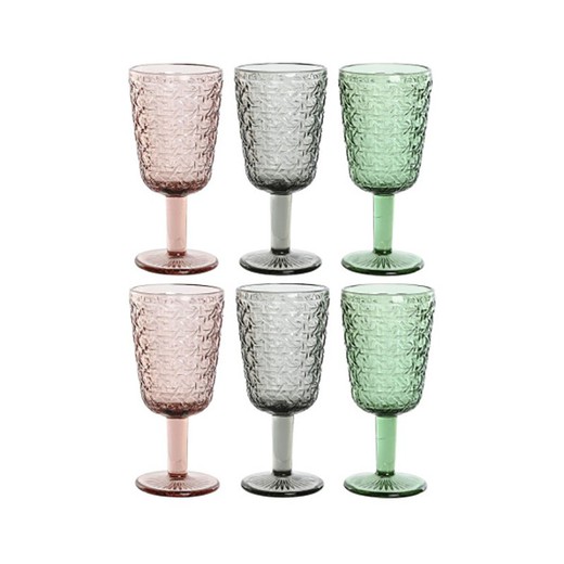 Set de copa de agua de cristal en multicolor, 8,7 x 8,7 x 17 cm | Colors