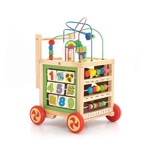 Jeździk wielofunkcyjny w stylu Montessori, wykonany z sosny, wielokolorowy, 33x33x49,5 cm | korfu