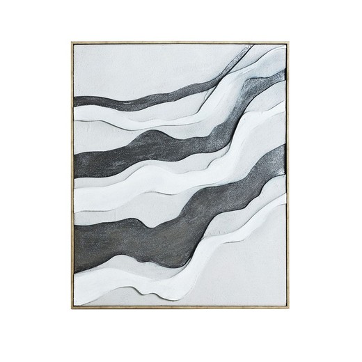 Cuadro abstracto de lienzo impreso en blanco y gris, 80 x 4 x 100 cm | Maddox