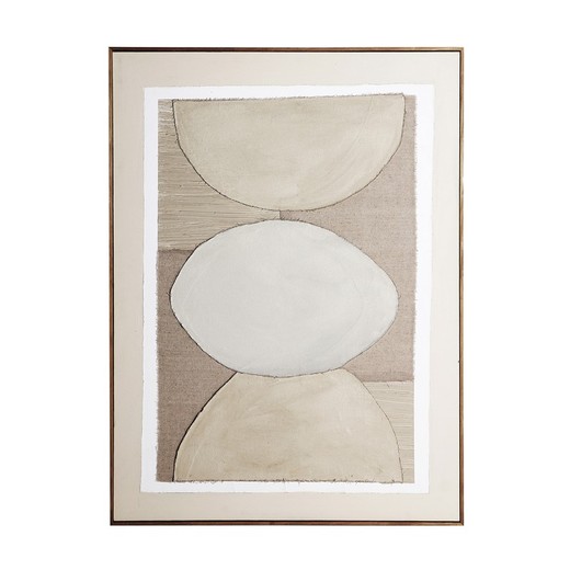 Abstract painting on canvas and wood in beige and light brown, 90 x 5 x 120 cm | Valentine