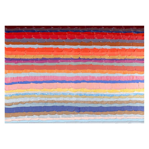 Abstrakte firkantede vandrette streger farve (200 x 140 cm) | Abstrakt serie