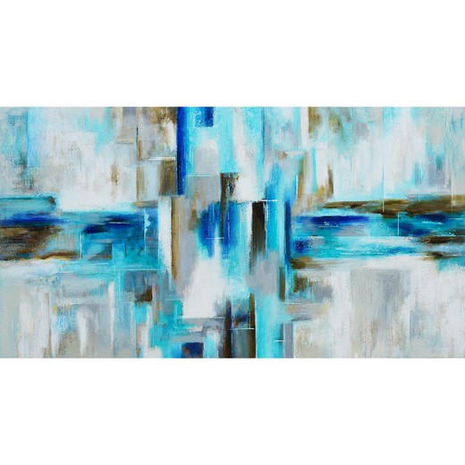 Pintura abstrata em mosaico azul, 180x97 cm