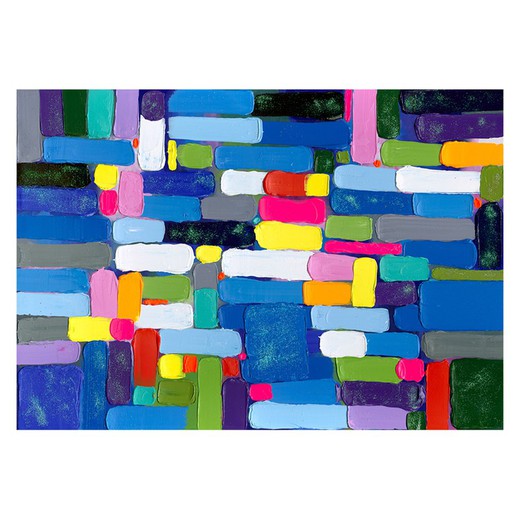 Cuadro Abstracto Pinceladas Multicolor, 200 x 140 cm