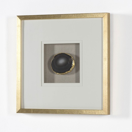 Pittura in legno di agata nera e oro/agata nera, 50x4x50cm