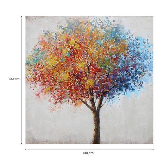 Comprar Cuadro pintura rectangular árbol en turquesa y gris con