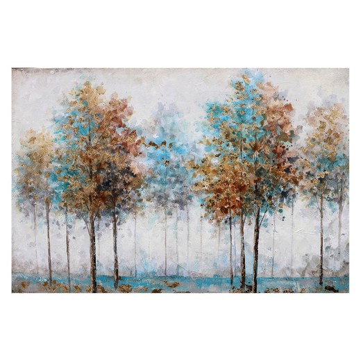 Cadre d'arbres d'automne bleu (120 x 80 cm) | Série Nature