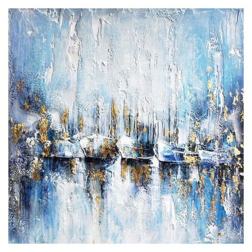 Imbarcazioni con fondo blu (100 x 100 cm) | Serie Natura