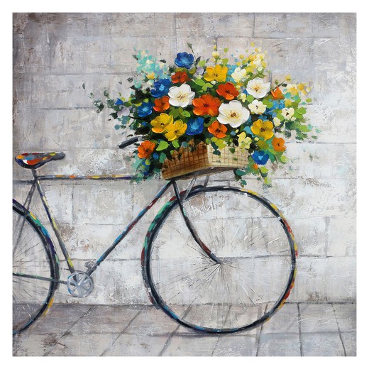 Quadro de bicicleta com flores (100 x 100 cm) | Série de objetos