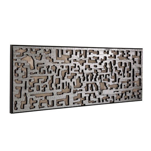 Srebrno-czarna drewniana rama, 160 x 5 x 60 cm
