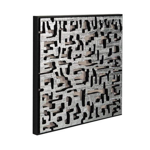 Zilver/zwarte houten lijst, 60 x 6 x 60 cm