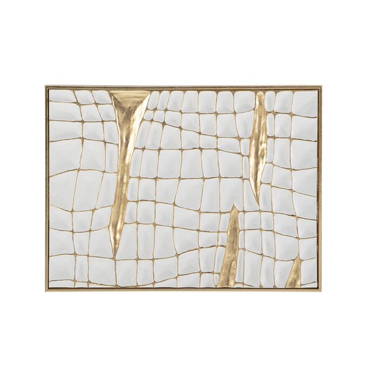 Tableau bois/MDF blanc et doré, 80x4x60 cm
