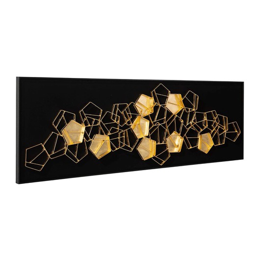 Guld/svart metall och trämålning, 180 x 6 x 60 cm | gyllene