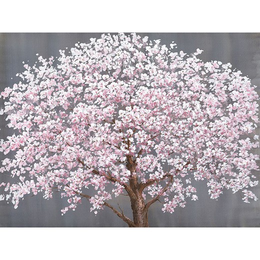 Dekorativt træmaleri med hvide blomster 120x3,5x160 cm | Natur