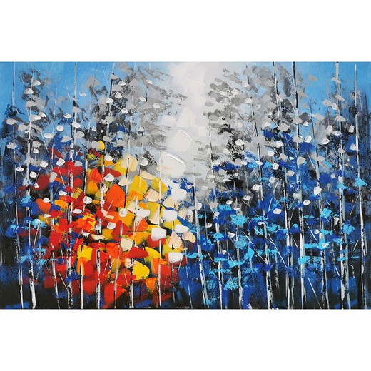 Pintura a óleo abstrata de flores, 120x3,5x80 cm