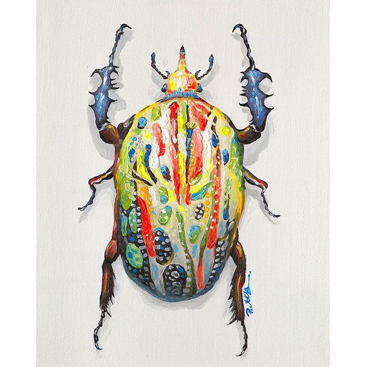Tableau scarabée I huile multicolore 40x3.5x50 cm | Les animaux