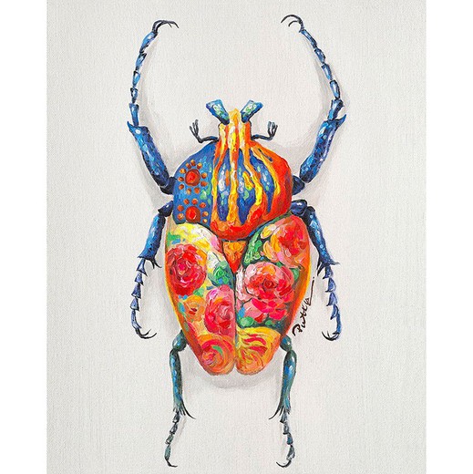 Tableau scarabée II huile multicolore 40x3,5x50 cm | Les animaux