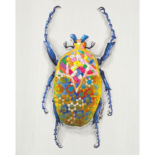 Scarabeo dipinto III olio multicolore 40x3,5x50 cm | Animali