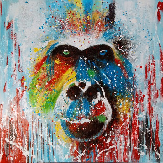 Cuadro de gorila óleo, 100x3,5x100 cm | Animales