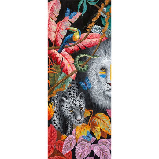 Cuadro de animales con pintura acrílica, Selva II, 100x4,8x250 cm | Animales