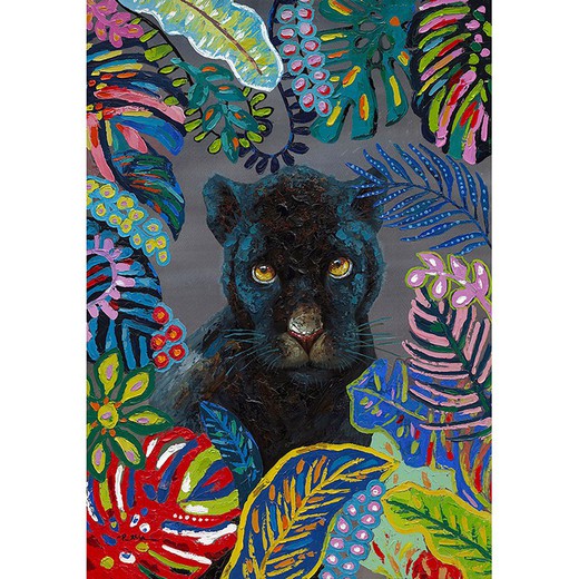 Pintura a óleo da pantera negra 140x4.8x200 cm | Animais