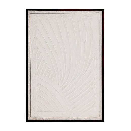 Nakal painting made of paper mache and paulownia wood in white, 65 x 2 x 95 cm