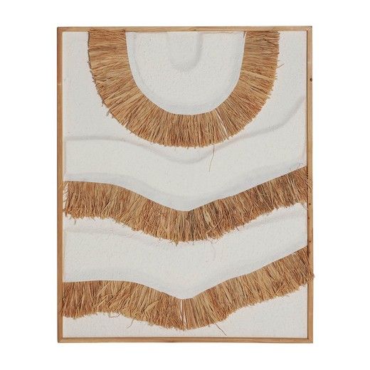 Cuadro Nasir de papel maché y madera de paulownia en blanco/natural, 80 x 2 x 100 cm