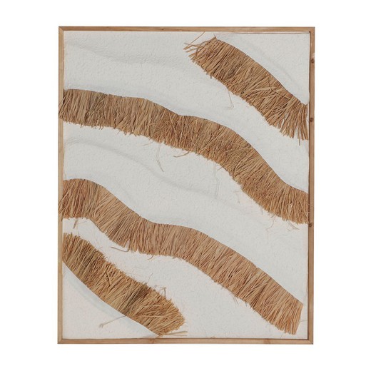 Malarstwo Nasira w drewnie papier-mache i paulownia w kolorze białym/naturalnym, 80 x 2 x 100 cm