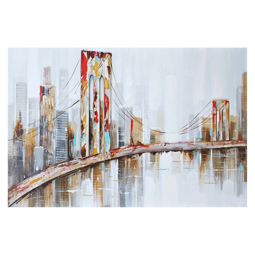 Malarstwo pejzażowe miejskie z mostem (120 x 80 cm) Seria miejska