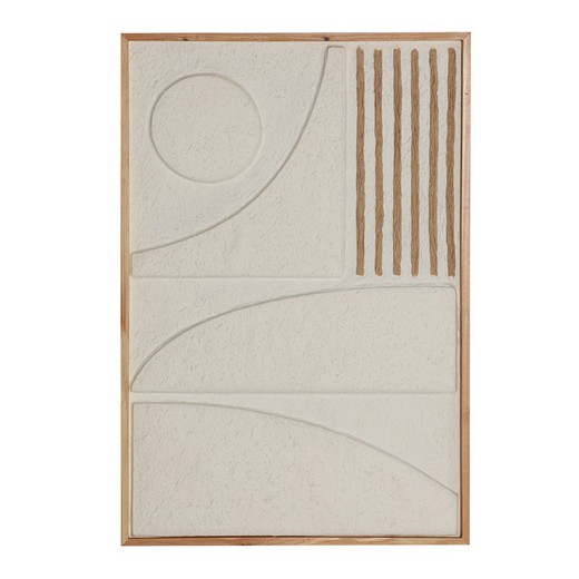 Obraz Parkera wykonany z papieru mache i drewna paulowni w kolorze białym/naturalnym, 65 x 2 x 95 cm
